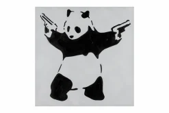 Handgemaltes Gemälde 'Banksy's Fighting Panda' 80x80cm | inkl. Echtheitszertifikat
