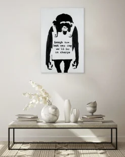 Handgemaltes Gemälde 'Banksy's Laugh now' 60x90cm | inkl. Echtheitszertifikat