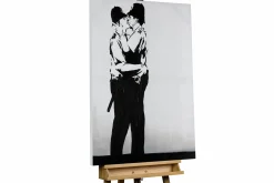 Handgemaltes Gemälde 'Banksy's Police Kiss' 75x100cm | inkl. Echtheitszertifikat