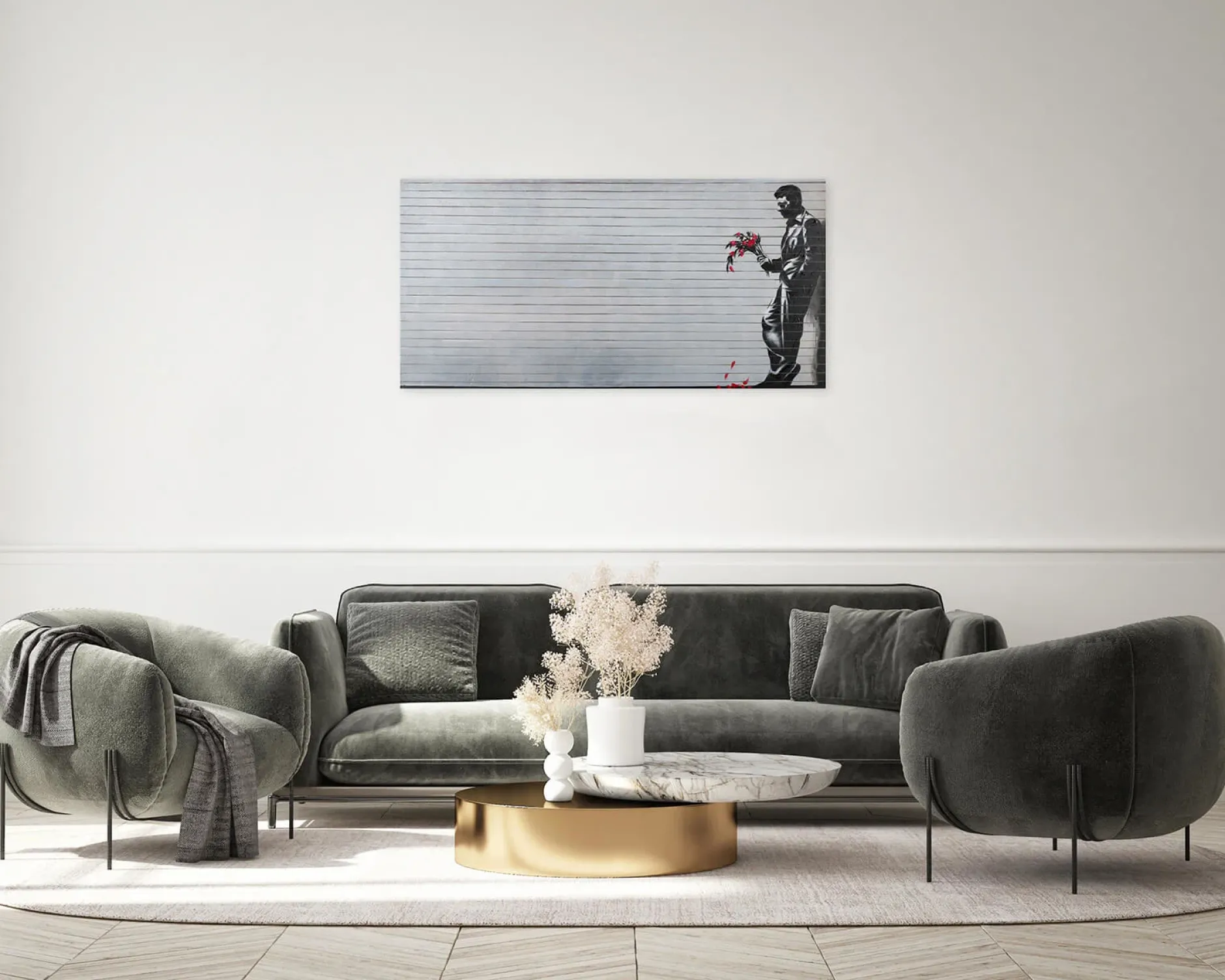 Handgemaltes Gemälde 'Banksy's Cavalier' 60x120cm | inkl. Echtheitszertifikat