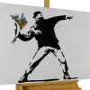 Handgemaltes Gemälde 'Banksy's Flower Attack' 100x75cm | inkl. Echtheitszertifikat