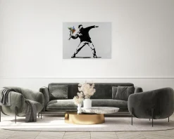 Handgemaltes Gemälde 'Banksy's Flower Attack' 100x75cm | inkl. Echtheitszertifikat