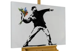 Handgemaltes Gemälde 'Banksy's Flower Attack' 100x75cm | inkl. Echtheitszertifikat