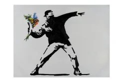 Handgemaltes Gemälde 'Banksy's Flower Attack' 100x75cm | inkl. Echtheitszertifikat