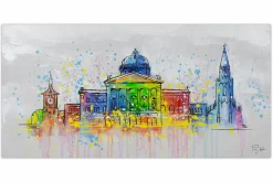 Handgemaltes Gemälde 'Bern Skyline Silhouette' 120x60cm | inkl. Echtheitszertifikat