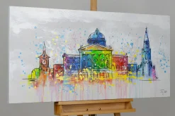 Handgemaltes Gemälde 'Bern Skyline Silhouette' 120x60cm | inkl. Echtheitszertifikat