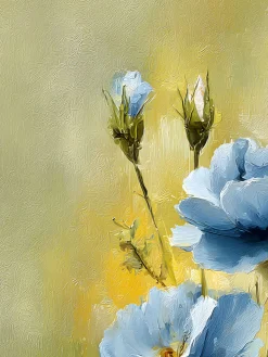 Handgemaltes Gemälde 'Blaue Rosenblüte' | Echtheitszertifikat inklusive