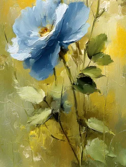 Handgemaltes Gemälde 'Blaue Rosenblüte' | Echtheitszertifikat inklusive