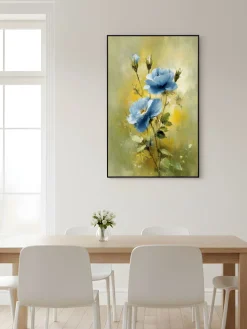 Handgemaltes Gemälde 'Blaue Rosenblüte' | Echtheitszertifikat inklusive