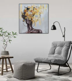 Handgemaltes Gemälde 'Blättergewand' 60x60cm | inkl. Echtheitszertifikat