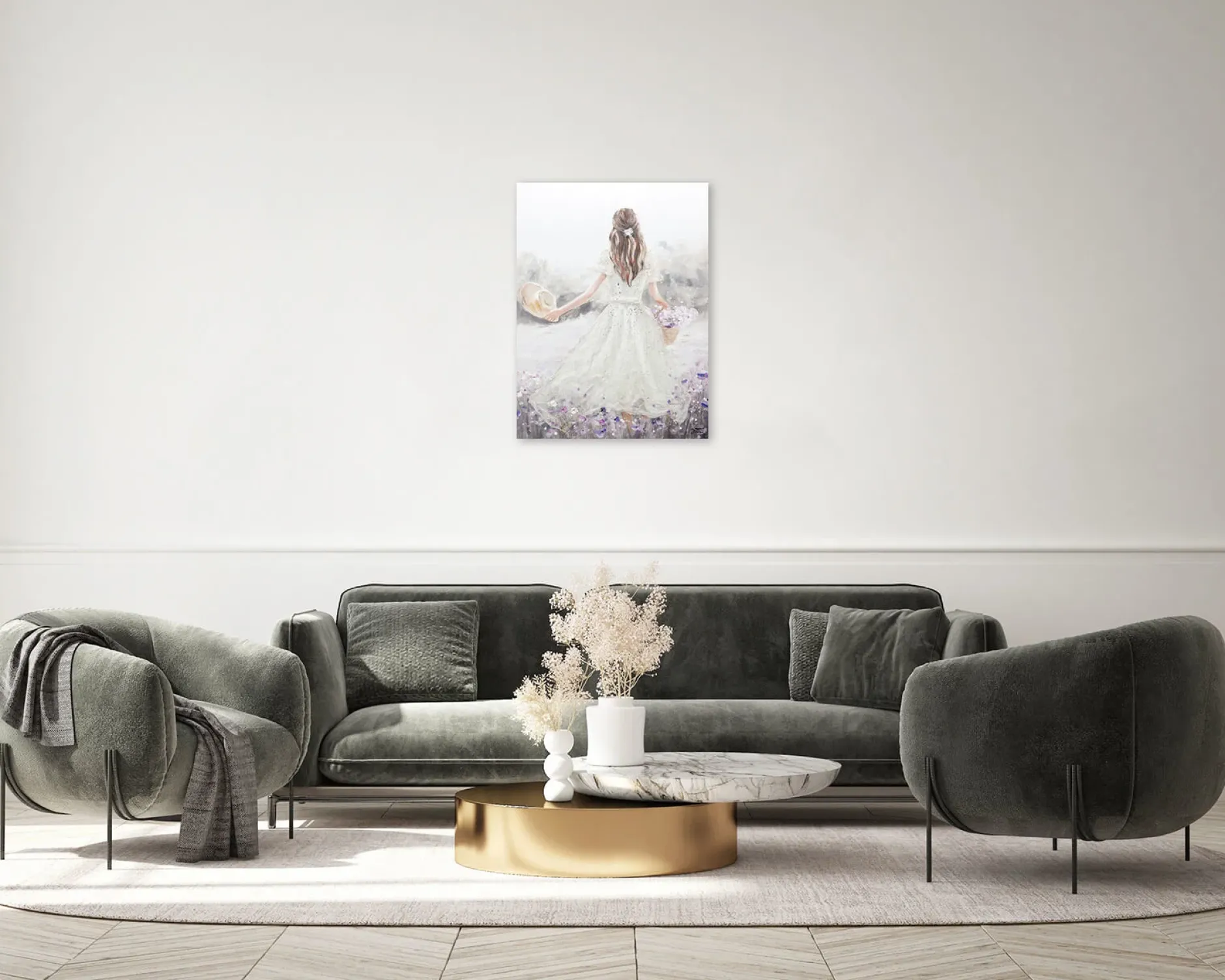 Handgemaltes Gemälde 'Blumenmädchen' 75x100cm | inkl. Echtheitszertifikat