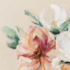 Handgemaltes Gemälde 'Blumenstrauß in Beige' | Echtheitszertifikat inklusive