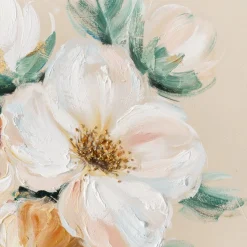 Handgemaltes Gemälde 'Blumenstrauß in Beige' | Echtheitszertifikat inklusive