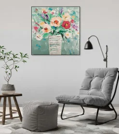 Handgemaltes Gemälde 'Bouquet der Freude' 60x60cm | inkl. Echtheitszertifikat