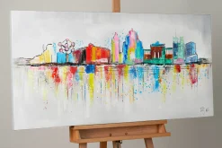 Handgemaltes Gemälde 'Brussels Skyline Silhouette' 120x60cm | inkl. Echtheitszertifikat