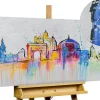 Handgemaltes Gemälde 'Bucharest Skyline Silhouette' 120x60cm | inkl. Echtheitszertifikat