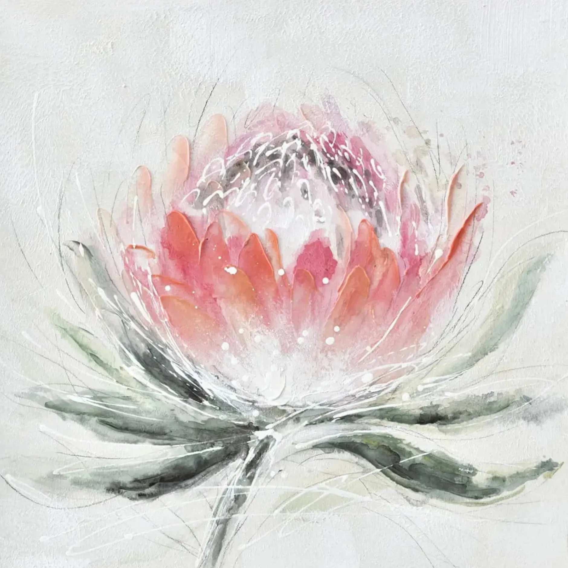 Handgemaltes Gemälde 'Colourful Blossoming ' 60x60cm | inkl. Echtheitszertifikat
