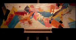 Handgemaltes Gemälde 'Combustion of Colour' 150x50cm | inkl. Echtheitszertifikat