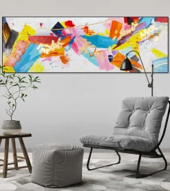 Handgemaltes Gemälde 'Combustion of Colour' 150x50cm | inkl. Echtheitszertifikat