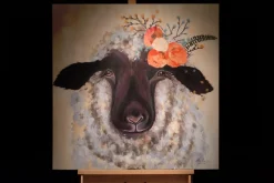Handgemaltes Gemälde 'Content Ewe' 80x80cm | inkl. Echtheitszertifikat