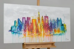 Handgemaltes Gemälde 'Den Haag Skyline Silhouette' 120x60cm | inkl. Echtheitszertifikat