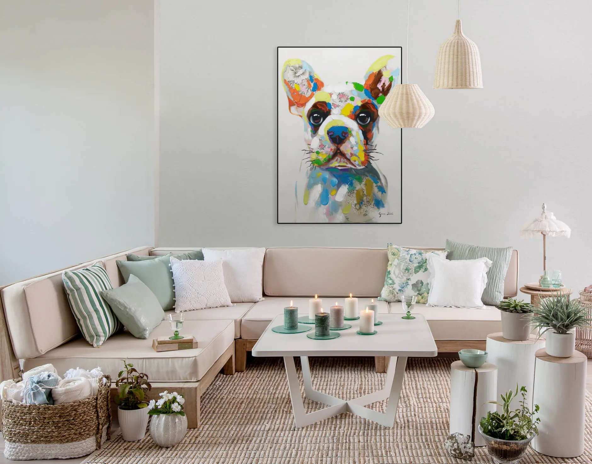 Handgemaltes Gemälde 'Der bunte Hund' 70x100cm | inkl. Echtheitszertifikat