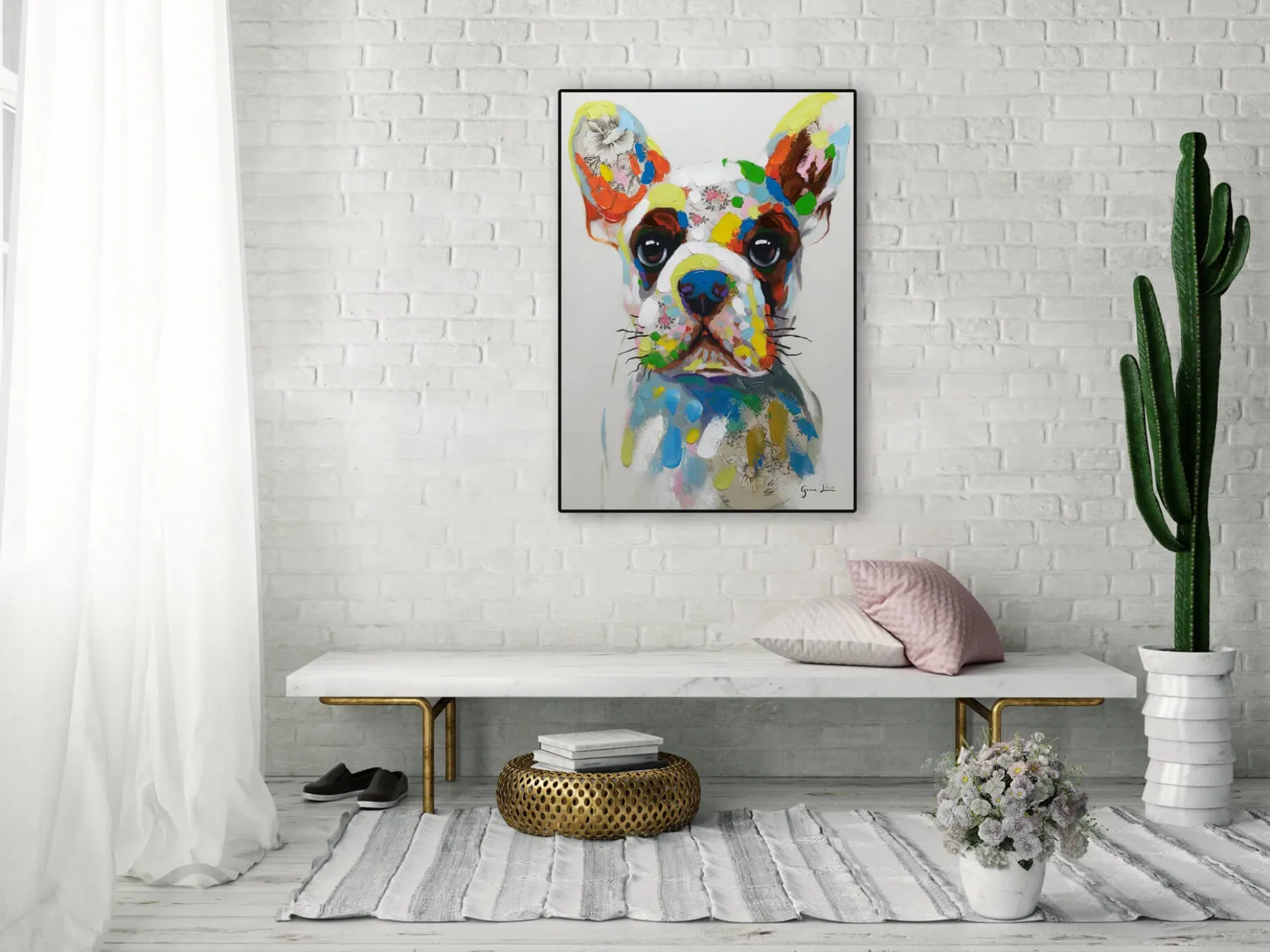 Handgemaltes Gemälde 'Der bunte Hund' 70x100cm | inkl. Echtheitszertifikat