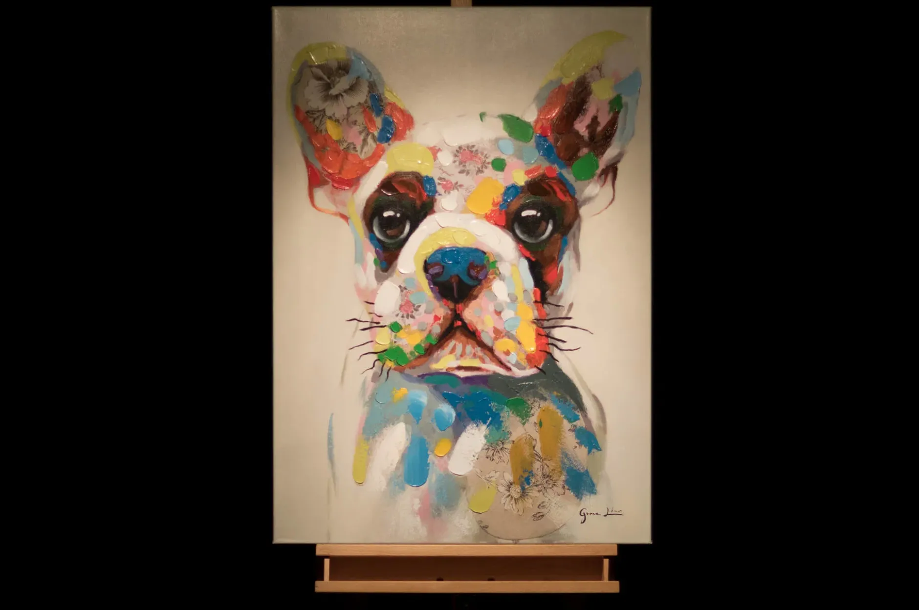 Handgemaltes Gemälde 'Der bunte Hund' 70x100cm | inkl. Echtheitszertifikat