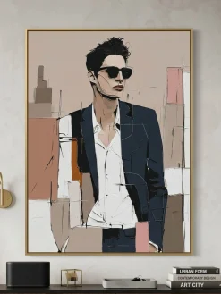 Handgemaltes Gemälde 'Dunkler Blazer' | Echtheitszertifikat inklusive