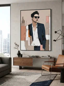 Handgemaltes Gemälde 'Dunkler Blazer' | Echtheitszertifikat inklusive