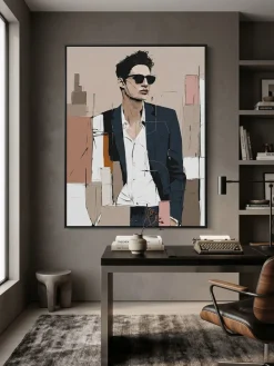 Handgemaltes Gemälde 'Dunkler Blazer' | Echtheitszertifikat inklusive