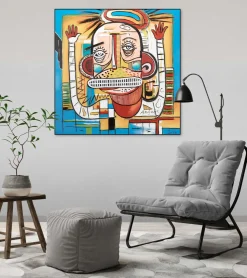 Handgemaltes Gemälde 'Exzentrischer Freund' 80x80cm | inkl. Echtheitszertifikat
