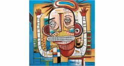 Handgemaltes Gemälde 'Exzentrischer Freund' 80x80cm | inkl. Echtheitszertifikat