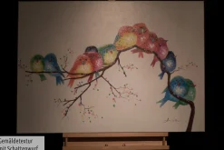 Handgemaltes Gemälde 'Farbengezwitscher' 100x70cm | inkl. Echtheitszertifikat