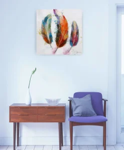 Handgemaltes Gemälde 'Federleicht' 60x60cm | inkl. Echtheitszertifikat