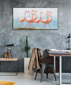 Handgemaltes Gemälde 'Flamingoclique' 120x60cm | inkl. Echtheitszertifikat