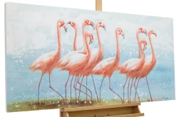 Handgemaltes Gemälde 'Flamingoclique' 120x60cm | inkl. Echtheitszertifikat