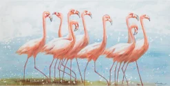 Handgemaltes Gemälde 'Flamingoclique' 120x60cm | inkl. Echtheitszertifikat