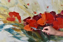 Handgemaltes Gemälde 'Flammende Blüten' 120x60cm | inkl. Echtheitszertifikat