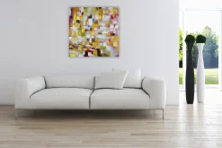 Handgemaltes Gemälde 'Flickenteppich in Pastell' 80x80cm | inkl. Echtheitszertifikat