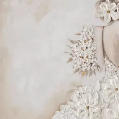 Handgemaltes Gemälde 'Floral Bride Bliss' 80x80cm | inkl. Echtheitszertifikat