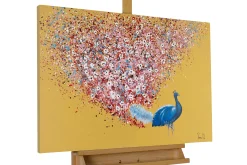 Handgemaltes Gemälde 'Floral Peacock' 90x60cm | inkl. Echtheitszertifikat