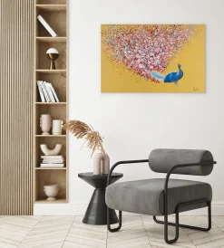 Handgemaltes Gemälde 'Floral Peacock' 90x60cm | inkl. Echtheitszertifikat
