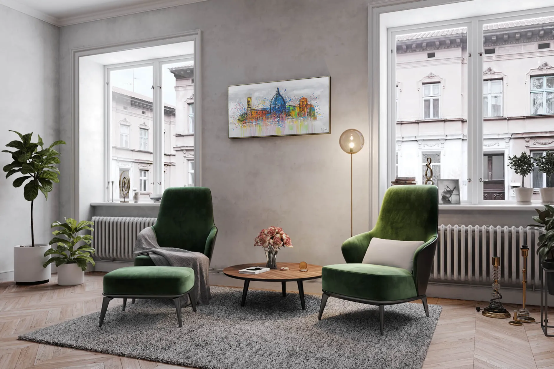 Handgemaltes Gemälde 'Florence Skyline Silhouette' 120x60cm | inkl. Echtheitszertifikat