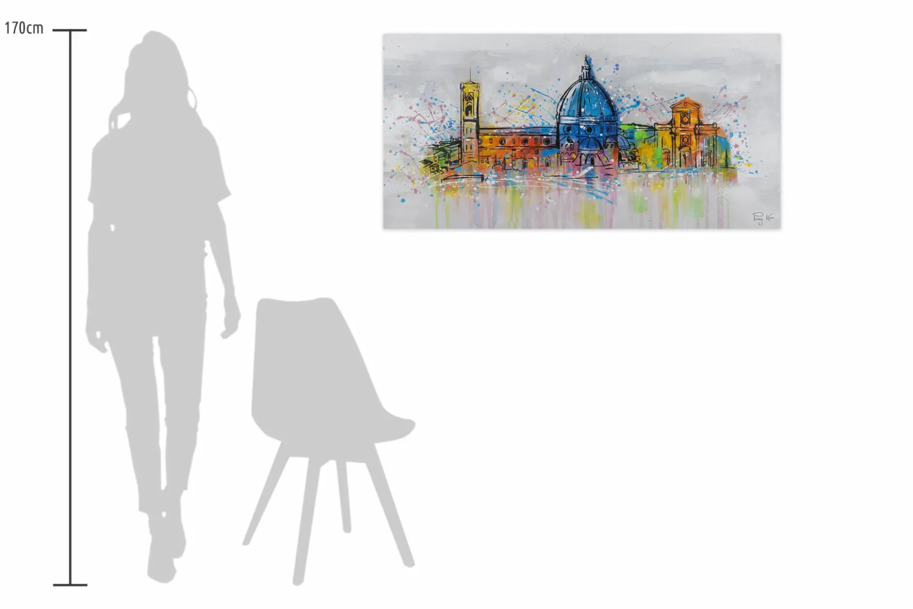 Handgemaltes Gemälde 'Florence Skyline Silhouette' 120x60cm | inkl. Echtheitszertifikat
