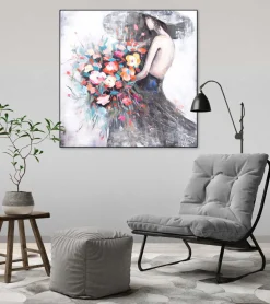 Handgemaltes Gemälde 'Flower Girl' 80x80cm | inkl. Echtheitszertifikat