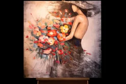Handgemaltes Gemälde 'Flower Girl' 80x80cm | inkl. Echtheitszertifikat