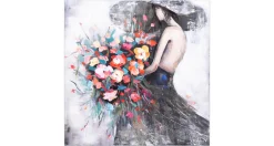 Handgemaltes Gemälde 'Flower Girl' 80x80cm | inkl. Echtheitszertifikat