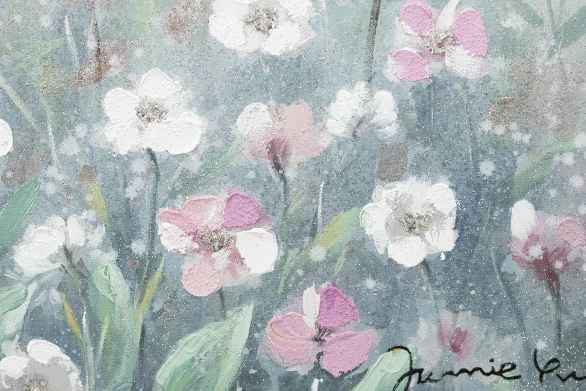 Handgemaltes Gemälde 'Flowery Meadow' 60x60cm | inkl. Echtheitszertifikat