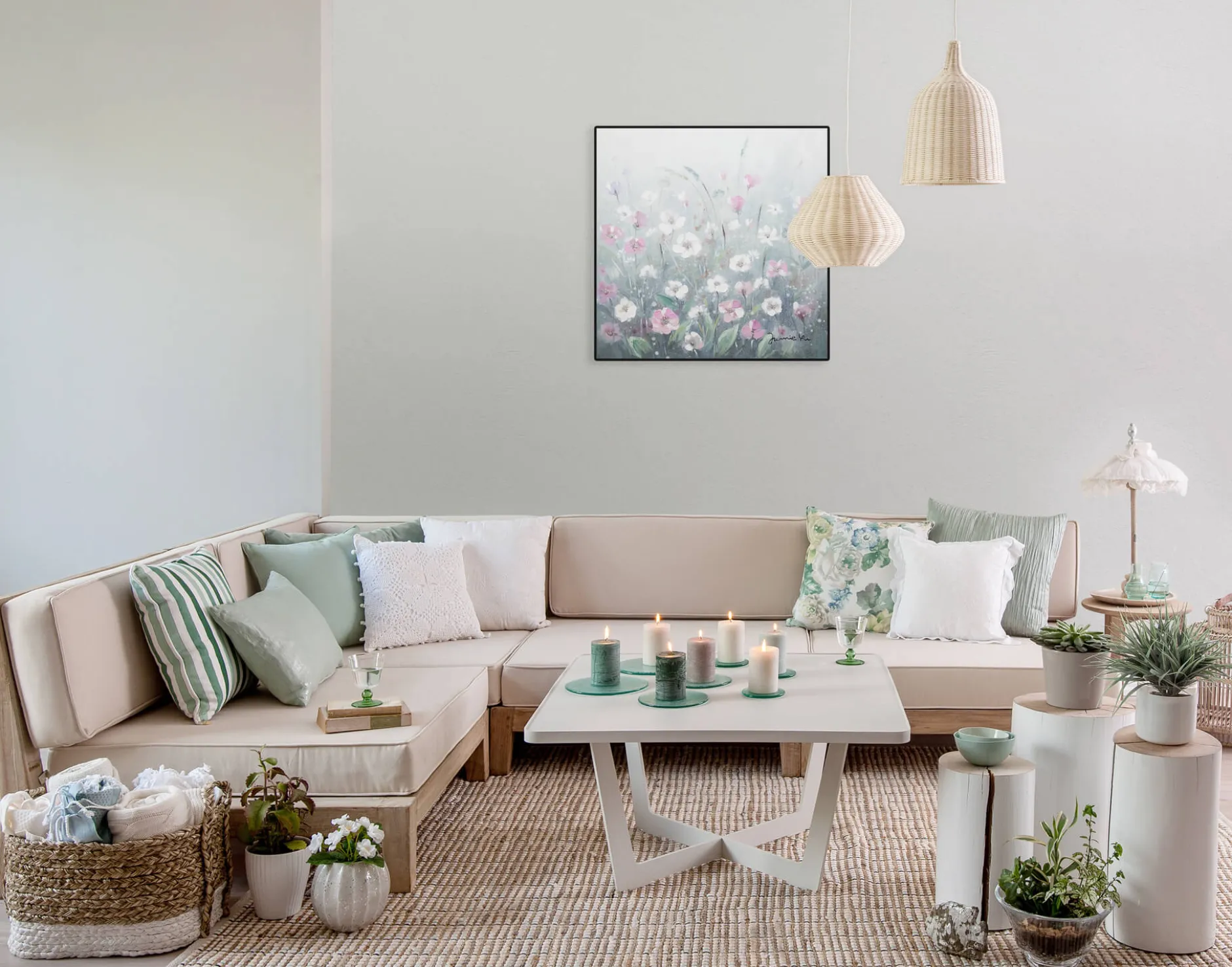 Handgemaltes Gemälde 'Flowery Meadow' 60x60cm | inkl. Echtheitszertifikat